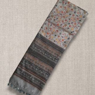 Kalamkari Soft Linen - White Grey Pattern