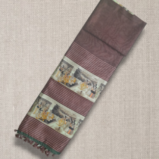 Kalamkari Soft Linen - Maroon Art Pattern