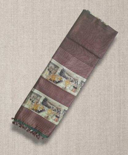 Kalamkari Soft Linen - Maroon Art Pattern