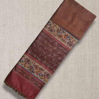 Kalamkari Soft Linen - Brownish Red Pattern