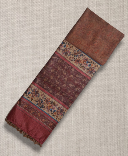 Kalamkari Soft Linen - Brownish Red Pattern