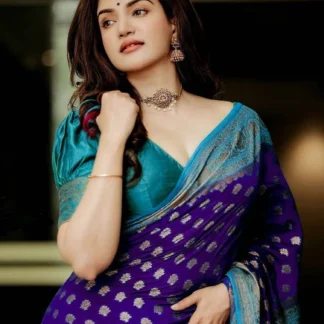 Dark Blue Jacquard Silk Saree